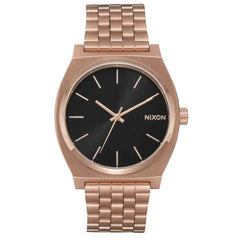 Nixon Unisex Watch - Time Teller Black Dial Rose Gold Steel Bracelet Quartz | A0452598