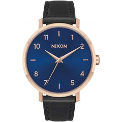 Nixon Women's Quartz Watch - Arrow Blue Dial Black Leather Strap SS Case | A10912763