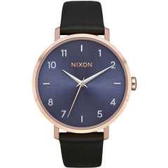 Nixon Women's Quartz Watch - Arrow Blue Dial Leather Strap Rose SS Case | A10913005