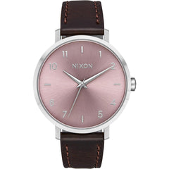 Nixon Women's Quartz Watch - Arrow Pink Dial Brown Strap Silver SS Case | A10912878