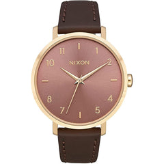 Nixon Women's Quartz Watch - Arrow Rose Gold Dial Strap Yellow Gold Case | A10913006
