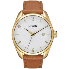 Nixon Women's Quartz Watch - Bullet Leather White Dial Brown Strap | A4731425