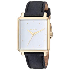 Nixon Women's Quartz Watch - K Squared White Dial Black Leather Strap | A4721964