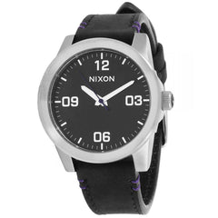 Nixon Women's Quartz Watch - The G.I. Leather Black Dial Strap | A933000