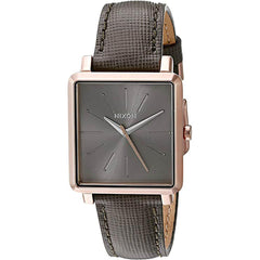 Nixon Women's Watch - K Squared Rose Gold Case Grey Dial Leather Strap | A4722214