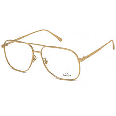 Omega Men's Eyeglasses - Clear Lens Shiny Deep Gold Aviator Frame | OM5006-H 030