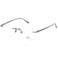 Omega Men's Eyeglasses - Shiny Gunmetal Round Rimless Metal Frame | OM5008-H 008