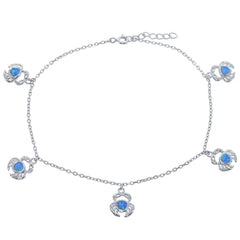 Women's Anklet - Sterling Silver Material Blue Inlay Opal Crab Design | R-9241