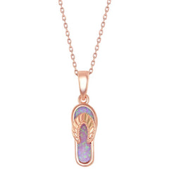 Women's Pendant - RG Plated Sterling Pink Inlay Opal Flip-Flop | K-7940