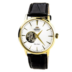 Orient FDB08003W Men's Esteem Gold Tone Semi Skeleton Brown Leather Strap Automatic Watch