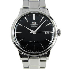 Orient Men's Automatic Watch - Bambino Black Dial Silver Tone Bracelet | RA-AC0006B00C