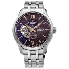 Orient Men's Automatic Watch - Brown and Blue Dial Steel Bracelet | RE-AV0B02Y00B