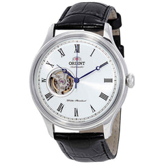 Orient Men's Automatic Watch - Classic Open Heart White Dial Black Strap | AG00003W