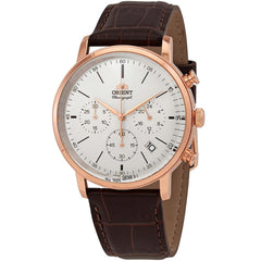 Orient Men's Chronograph Watch - Sports Silver Dial Leather Strap | RA-KV0403S10B