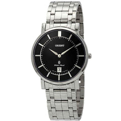 Orient Men's Quartz Watch - Classic Black Dial Stainless Steel Bracelet | FGW01005B0