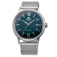Orient Men's Watch - Bambino Green Dial Silver Tone Mesh Bracelet | RA-AC0018E10B