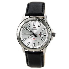 Orient UNE200AW Men's SP Stainless Steel Silver Dial Leather Strap Watch