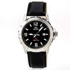 Orient UNE200BB Men's SP Black Dial Stainless Steel Leather Strap Watch