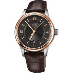 Oris Men's Automatic Watch - Classic Date Black Dial Brown Strap | 01 733 7719 4373LS