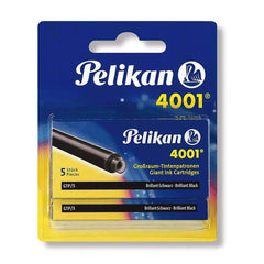 Pelikan Fountain Pen Ink Cartridges - 4001 Brilliant Black, Giant, 2 Pk/5 | 330860