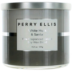 Perry Ellis Soy Wax Blend 3 Wick Candle - Fine Fragranced White Musk & Santal, 14.5 oz