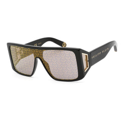 Philipp Plein Unisex Sunglasses - Full Rim Shiny Black Plastic Frame | SPP014W 700G