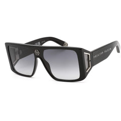 Philipp Plein Unisex Sunglasses - Shiny Black Rectangular Shape Frame | SPP014V 0700