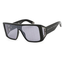 Philipp Plein Unisex Sunglasses - Silver Nylon Lens Shiny Black Frame | SPP014W 700L