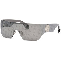 Philipp Plein Women's Sunglasses - Metal Frame Silver Mirror Logo Lens | SPP029M 579L