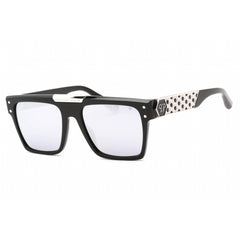 Philipp Plein Women's Sunglasses - Shiny Black/Silver Plastic Pilot | SPP080 700W