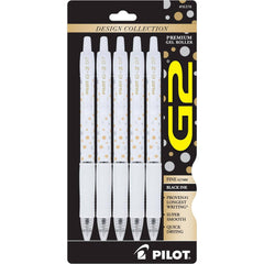 Pilot Rollerball Pen - G2 Premium Gel Dot Patterned Black Ink, Pack of 5 | 16378