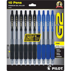 Pilot Rolling Ball Gel Pen - G2 Retractable Quick Drying Fine, Pack of 10 | 18259