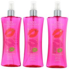 Pink Vanilla Kiss Fantasy by Body Fantasies, 3 Pack 8 oz Fragrance Body Spray for Women
