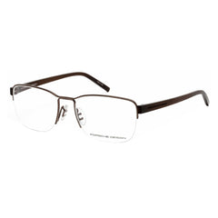 Porsche Men's Eyeglasses - Brown Rectangular Semi-Rimless Metal Frame | 8357 D