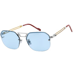 Porta Romana Unisex Sunglasses - Blue Lens Silver and Gold Frame | Mod. 1012 600B