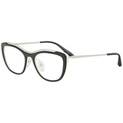 Prada Women's Eyeglasses - Black Ivory Plastic Cat Eye Frame | PRADA 0PR04VV 4BK1O153
