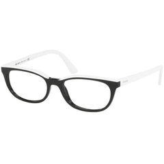 Prada Women's Eyeglasses - Black White Rectangular Frame | PRADA 0PR 13VV YC41O153
