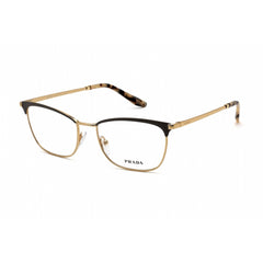 Prada Women's Eyeglasses - Brown Gold Metal Rectangular Shape Frame | 0PR 57WV 03H1O1