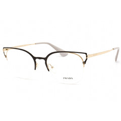 Prada Women's Eyeglasses - Brown/Gold Half Rim Metal Round Frame | PR64UV 98R1O1