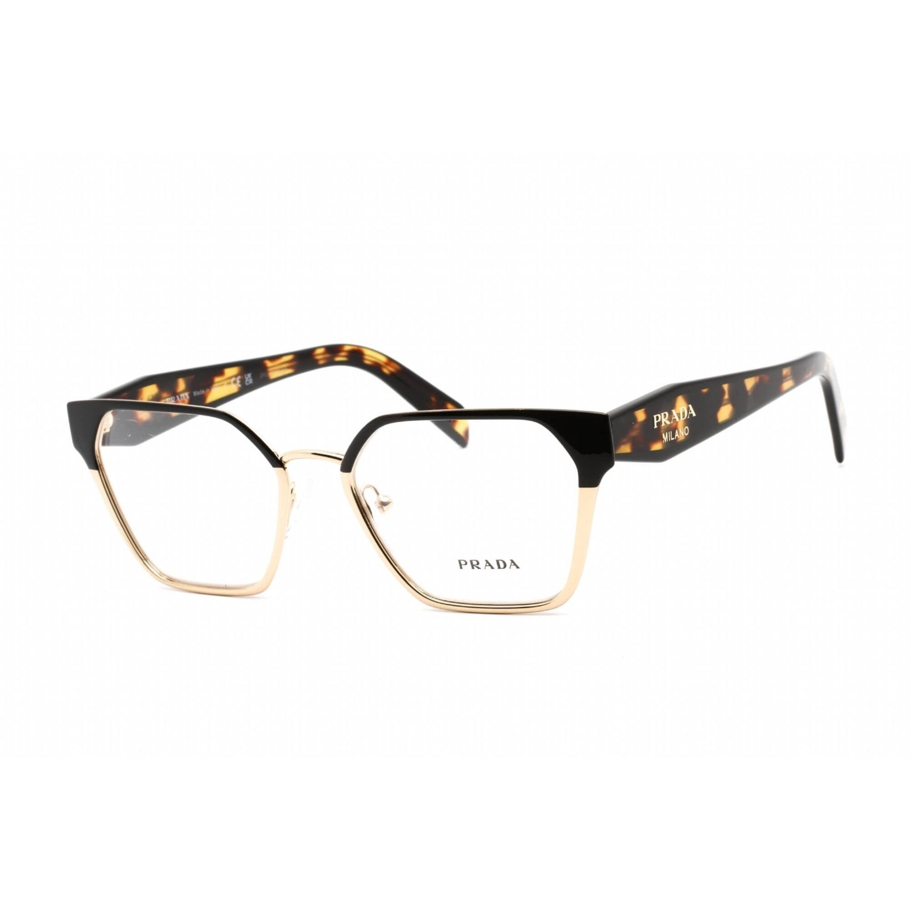 Prada Black and Gold Cat-Eye Optical Frames PR B04V Prada Glasses 3891O1 Black / Medium Tortoise - eye  main image 2