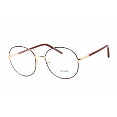 Prada Women's Eyeglasses - Round Pale Gold/Bordeaux Metal Frame | 0PR 55WV 09P1O1