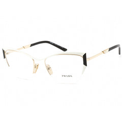 Prada Women's Eyeglasses - Talc/Black/Pale Gold Cat Eye Metal Frame | 0PR 63YV 11A1O1