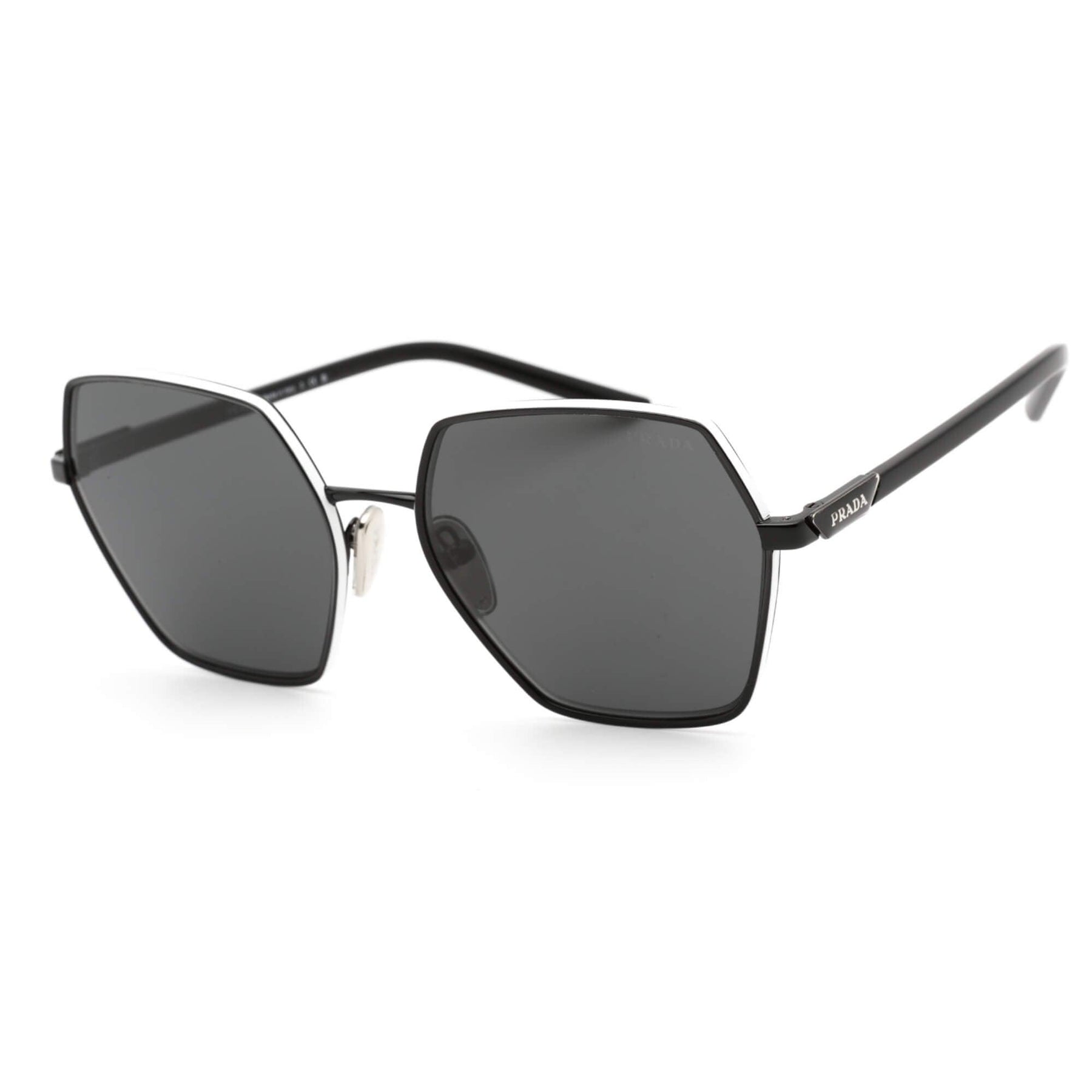 Prada Black and Gray Geometric Sunglasses Black PR-B18S Geometric Sunglasses (0PR-B18S-BLACK-DARK-GREY) main image 2