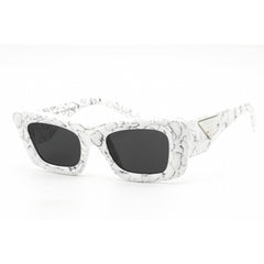 Prada Women's Sunglasses - Matte White Marble Cat Eye Shape Frame | 0PR 13ZS 17D5S0