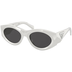 Prada Women's Sunglasses - Talc Plastic Oval Frame Dark Grey Lens | 20ZS 1425S0
