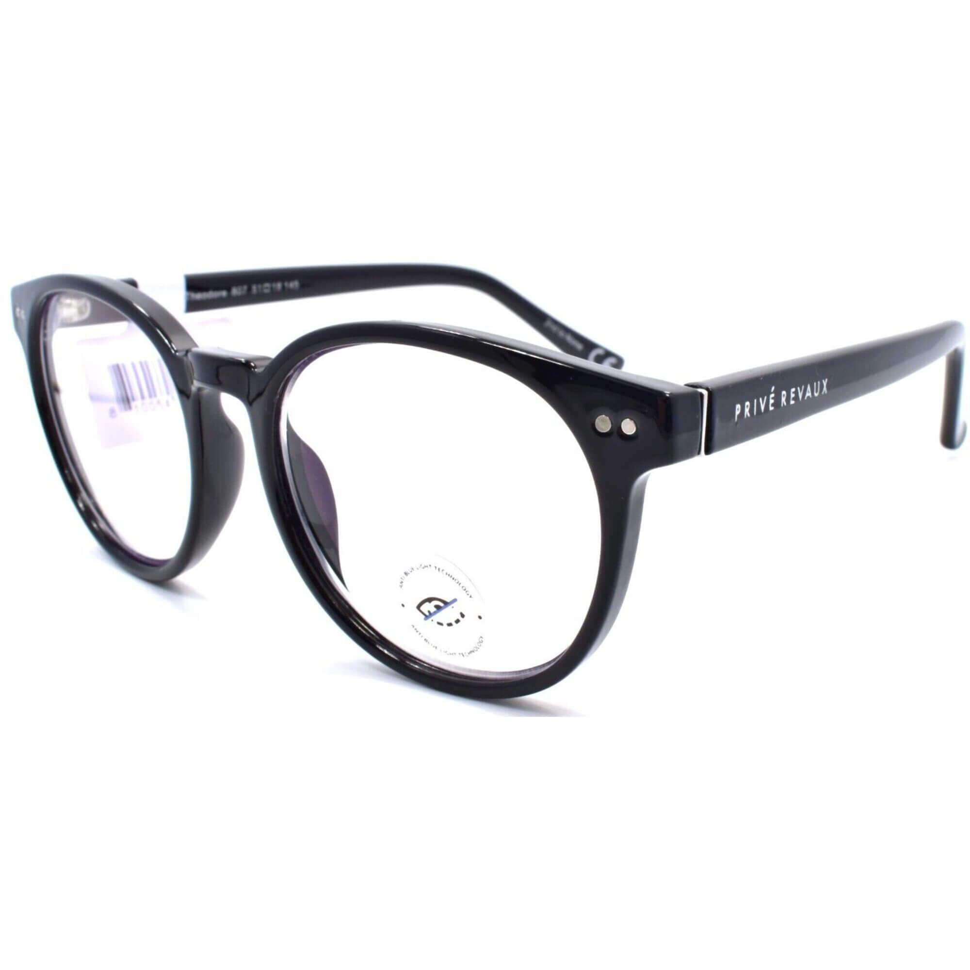 Prive Revaux Unisex Eyeglasses - Caviar Black Round Frame | Theodore ...
