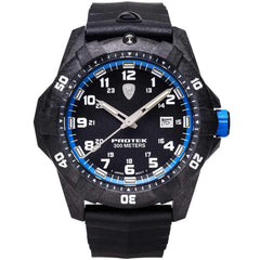 Protek Unisex Quartz Watch - Dive Series Blue and Black Dial Rubber Strap | 1003