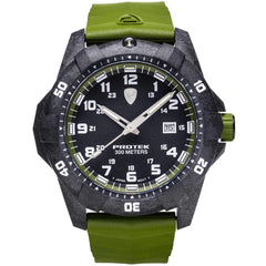 Protek Unisex Quartz Watch - Dive Series Rotating Bezel Green Rubber Strap | 1005G