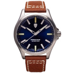 Protek Unisex Watch - Field Series Japanese Quartz Blue Dial Leather Strap | 3003