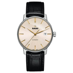 Rado Men's Quartz Watch - Coupole Classic Automatic Beige Dial Black Leather Strap | R22860105